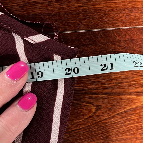 Ambiance Womens Jumpsuit M Burgundy/Cream Stretch Waist Adj Straps Wide Leg EUC - Picture 9 of 12